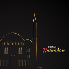 Single flat icon of Mosque isolated on black background