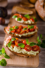 Fresh cheese panini bread with herbs