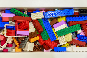 Pile of plastic toy bricks
