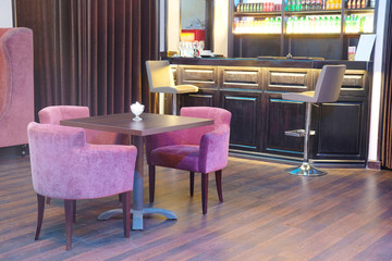 Interior of a cafe with bar stand