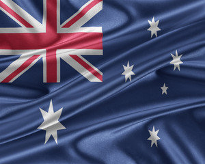 Australia flag with a glossy silk texture.
