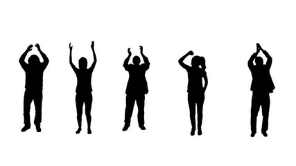 Cheering crowd. Silhouettes. 5 in 1.