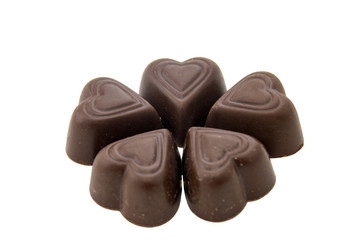 Chocolate candies isolated on white background.
