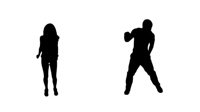Hip hop Dancers. Silhouettes. Male/Female.