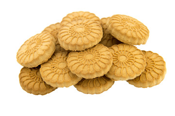 Shortbread biscuits on a white background