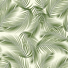 Leaves of palm tree. Seamless pattern. Vector.