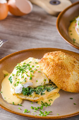 Egg benedict with hollandaise sauce