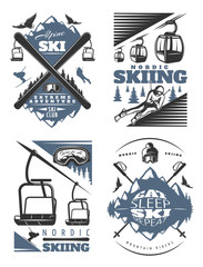 Nordic Skiing Emblem Design Set