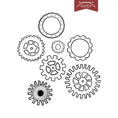 Engraving hand vector gearwheels mechanism