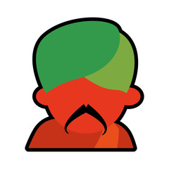 avatar face indian man mustache green turban icon vector illustration eps 10