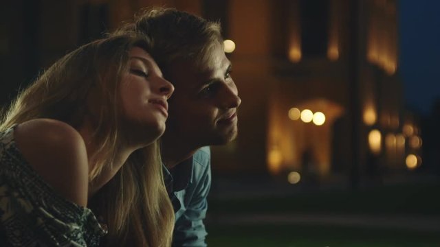 Adorable, cheerful couple in the romantic mood