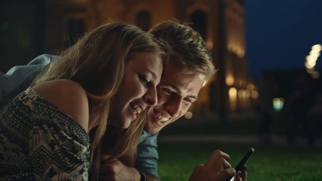Adorable, cheerful couple in the romantic mood