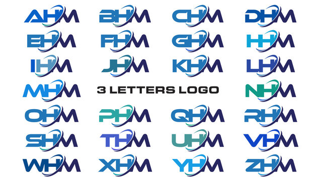 3 letters modern generic swoosh logo AHM, BHM, CHM, DHM, EHM, FHM, GHM, HHM, IHM, JHM, KHM, LHM, MHM, NHM, OHM, PHM, QHM, RHM, SHM, THM, UHM, VHM, WHM, XHM, YHM, ZHM