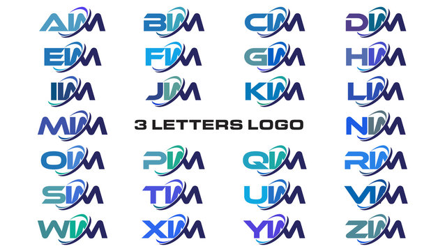 3 letters modern generic swoosh logo AIM, BIM, CIM, DIM, EIM, FIM, GIM, HIM, IIM, JIM, KIM, LIM, MIM, NIM, OIM, PIM, QIM, RIM, SIM, TIM, UIM, VIM, WIM, XIM, YIM, ZIM