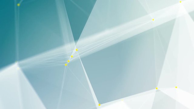 Network Connection Cloud Loop 4C: light background, rotating blue light mesh cloud of connections with yellow dots white lines with depth-of field effect, FullHD and seamlessly loopable