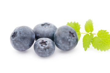 Group of fresh juisy blueberries isolated on white background.