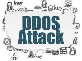 Privacy concept: DDOS Attack on Torn Paper background