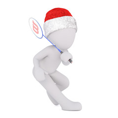 3d man playing a stroke during a game of badminton