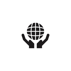 globe in hand icon vector