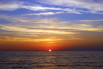 Naklejka na ściany i meble Sunset at beach of Alanya