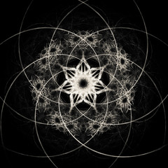 Dunkler kreativer Hintergrund mit Fraktal - sternförmig 