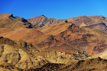 Moroccan village in the Atlas mountains, Morocco, Africa
