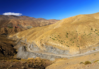Winding road in in Atlas Mountains, Morocco, Africa
