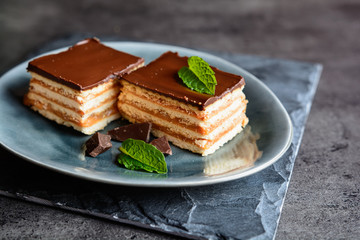 Caramel and chocolate layered cracker toffee bars