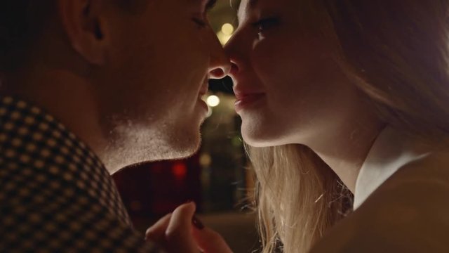 Adorable, cheerful couple in the romantic mood