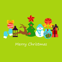 Fototapeta premium Collection of colorful christmas elements and decorations