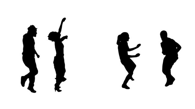 2 couples Dancing silhouettes.