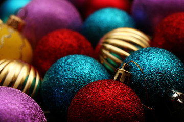Many multicolored Christmas balls - decorations