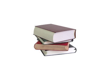 stack of Old books isolated on white