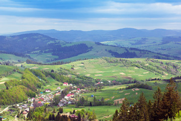 Fototapeta na wymiar landscape of a Carpathians mountains with infrastructure