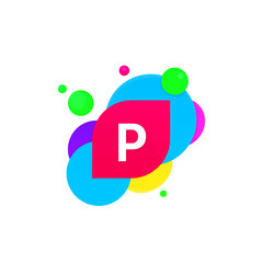 Abstract fun P letter logo creative flat children avatar vector