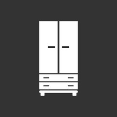 Cupboard icon on black background. Modern flat pictogram for business, marketing, internet. Simple flat vector symbol for web site design.