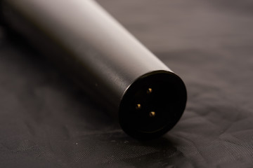 Black microphone closeup
