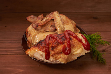 grilled meat with ketchup