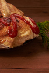 grilled meat with ketchup