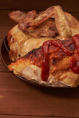 grilled meat with ketchup