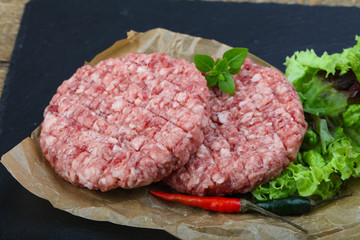 Raw burger cutlet