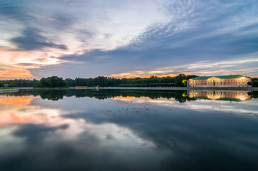 View of Kuskovo park at sunset. HDR image. Moscow, Russia. - 129495724
