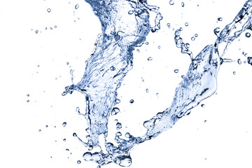 blue water splash isolated on white background