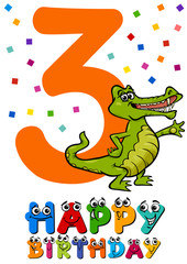 third birthday cartoon card