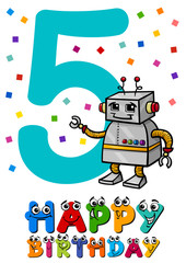 fifth birthday cartoon card