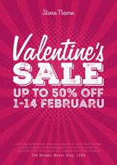 Valentine's Day Sale Vintage comics retro Background With Hearts