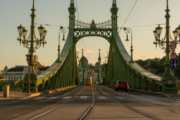 Liberty bridge at the sunset. Budapest. Buda side