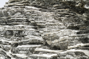 Layered rock formation folds on the Mediterranean island Crete, Greece