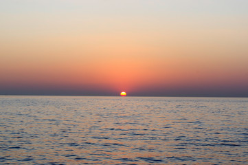red purple sunset over the sea of Thailand