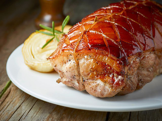 closeup of roasted pork